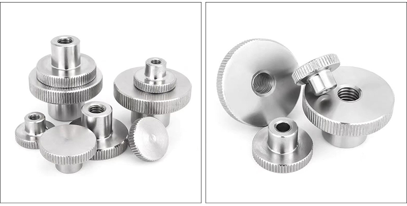Knurled nuts with collar