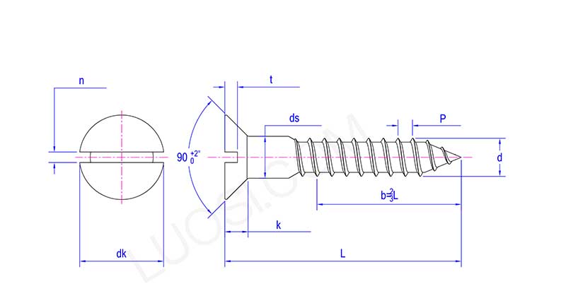 Slotted Countersunk Head Wood Self Tapping Screw