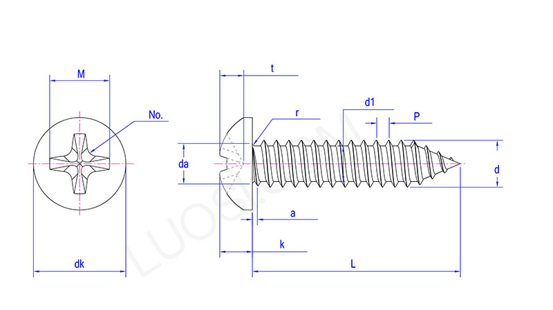 Cross Recessed Pan Head Tapping Screws