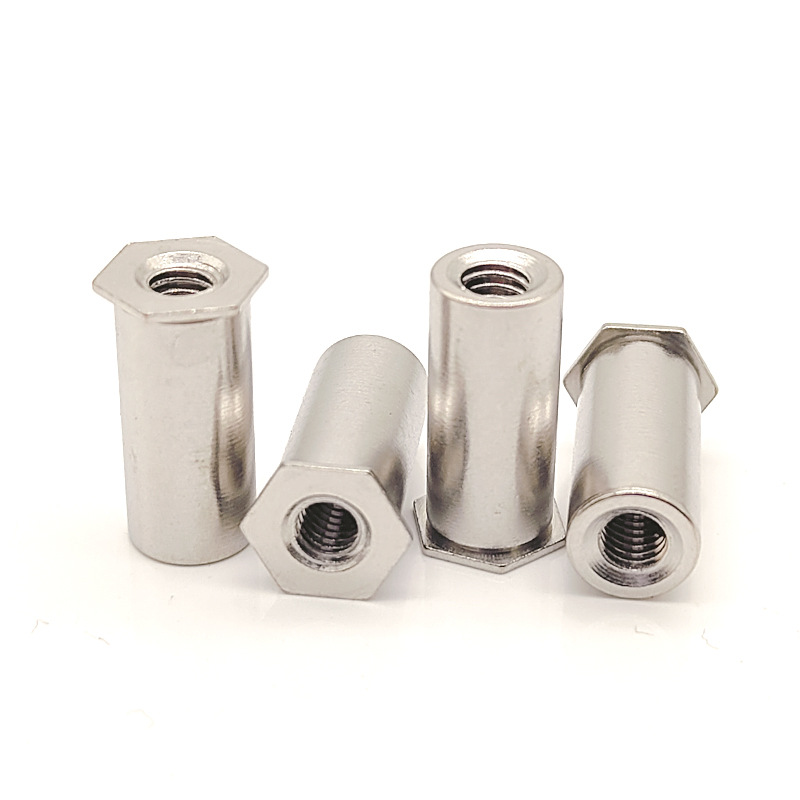 Zinkblaue Sechskant-Nietmutter mit Durchgangsloch